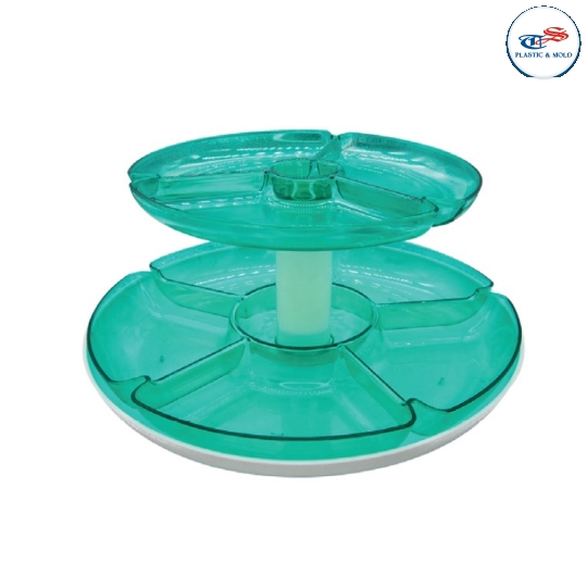 ROTATING SERVING DOUBLE TRAY
