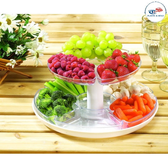 ROTATING SERVING DOUBLE TRAY